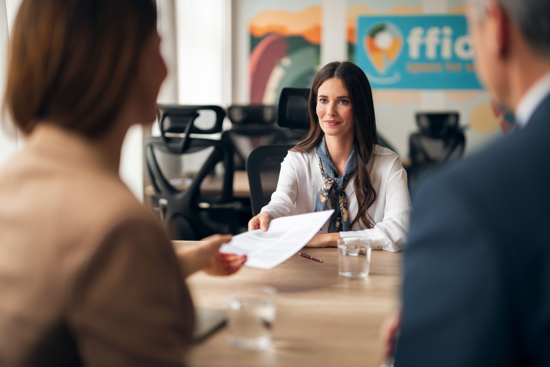 Professional Businesswoman During Interview in Modern Office Environment Professional Businesswoman During Interview in Modern Office Environment